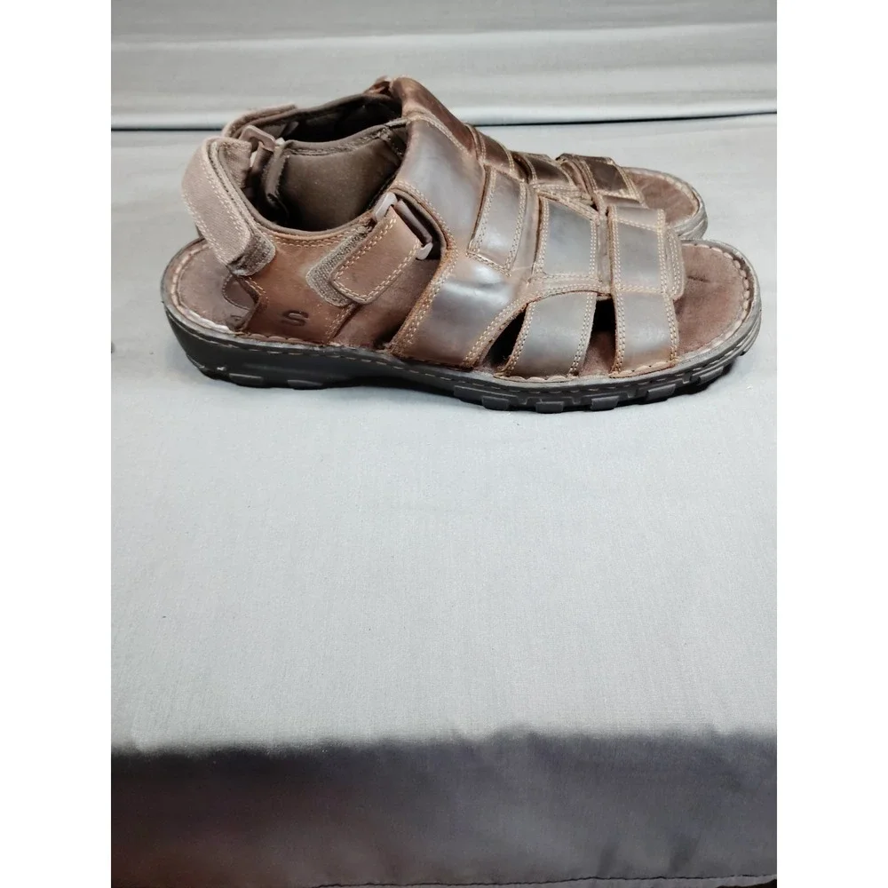 Skechers Men 12 Fisherman Sandals Brown Leather Old Money Open Toe #60847 2010